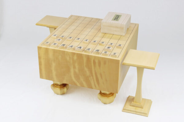 ヒバ｜将棋盤50号 3点セット｜シャム黄楊上彫／駒台